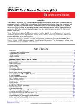 MSP430™ Flash Devices Bootloader (BSL) User's Guide (Rev