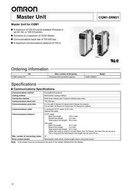 Master Unit CQM1-SRM21