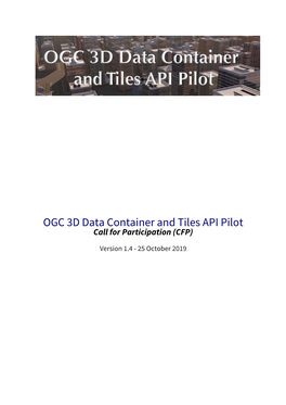 OGC 3D Data Container and Tiles API Pilot: Call for Participation (CFP)