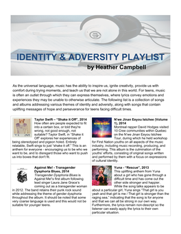 Identity & Adversity Playlist