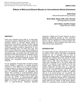 Effects of Mid-Level Ethanol Blends on Conventional Vehicle Emissions