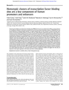 Homotypic Clusters of Transcription Factor Binding Sites Are a Key Component of Human Promoters and Enhancers