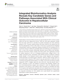 Integrated Bioinformatics Analysis Reveals Key Candidate Genes and Pathways Associated with Clinical Outcome in Hepatocellular Carcinoma