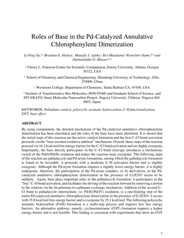 Roles of Base in the Pd-Catalyzed Annulative Chlorophenylene Dimerization