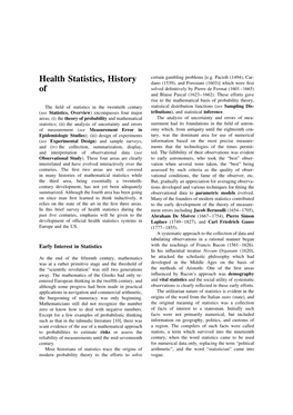 History of Health Statistics
