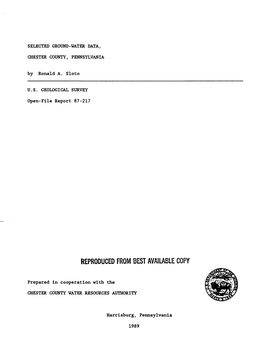 Selected Ground-Water Data, Chester County, Pennsylvania