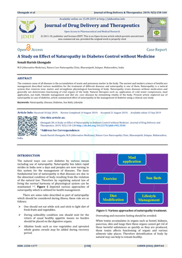 A Study on Effect of Naturopathy in Diabetes Control Without Medicine