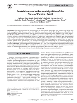 Snakebite Cases in the Municipalities of the State of Paraíba, Brazil