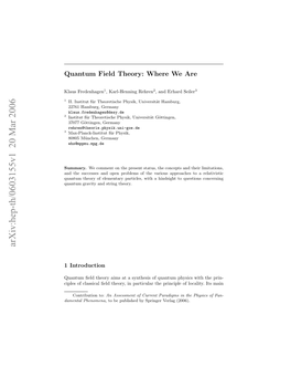 Quantum Field Theory: Where We Are 3