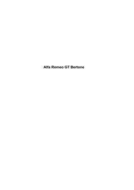 Alfa Romeo GT Bertone Table of Contents