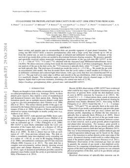 Co Gas Inside the Protoplanetary Disk Cavity in Hd 142527: Disk Structure from Alma