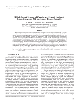 Ballistic Impact Response of Ceramic-Faced Aramid Laminated Composites Against 7.62 Mm Armour Piercing Projectiles