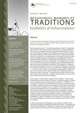 Ressources Marines Et Traditions, Bulletin D'information De La CPS N°20