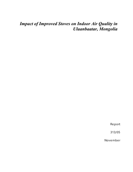 Impact of Improved Stoves on Indoor Air Quality in Ulaanbaatar, Mongolia