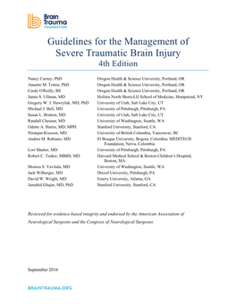 Guidelines for the Management of Severe Traumatic Brain Injury 4Th Edition