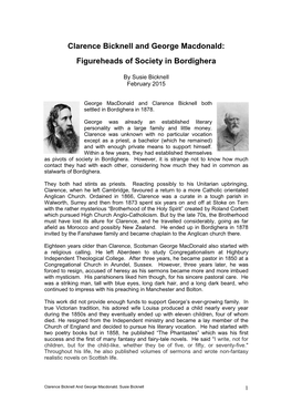 Clarence Bicknell and George Macdonald: Figureheads of Society in Bordighera