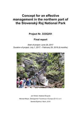 Concept for an Effective Management in the Northern Part of the Slovenský Raj National Park