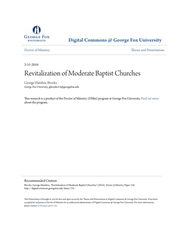 Revitalization of Moderate Baptist Churches George Hambric Brooks George Fox University, Gbrooks13@Georgefox.Edu
