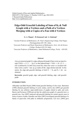 Edge-Odd Graceful Labeling of Sum of K2 & Null Graph with N Vertices