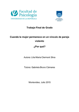 Trabajo Final De Grado Cuando La Mujer Permanece En Un Vínculo De