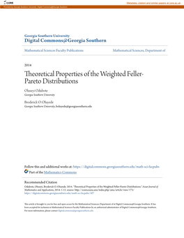 Theoretical Properties of the Weighted Feller-Pareto Distributions.