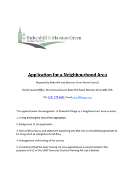 Bickenhill NA Application