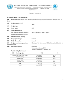 1.1 Project Title: GEF Private Areas