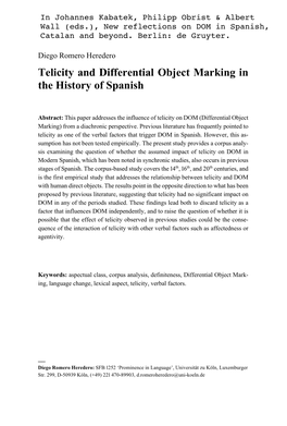 Telicity and Differential Object Marking in the History of Spanish