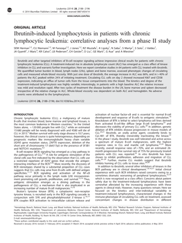 Ibrutinib-Induced Lymphocytosis in Patients with Chronic Lymphocytic Leukemia: Correlative Analyses from a Phase II Study