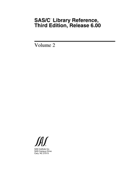 SAS/C Library Reference, Third Edition, Release 6.00 Volume 2
