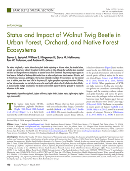 Status and Impact of Walnut Twig Beetle in Urban Forest, Orchard, and Native Forest Ecosystems