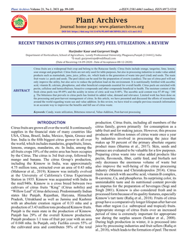 Citrus Spp.) Peel Utilization: a Review