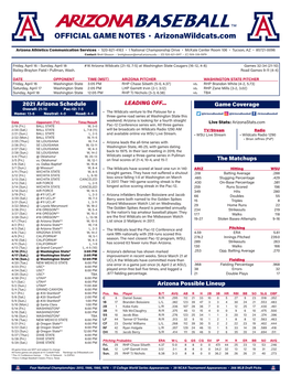 OFFICIAL GAME NOTES · Arizonawildcats.Com