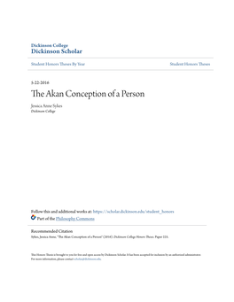 The Akan Conception of a Person Jessica Anne Sykes Dickinson College