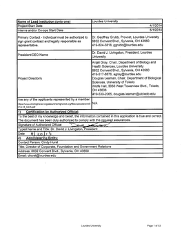 Lourdes University Page 1 of 53 3) Business Partners (Please Submit Separate Information for Each Partner) Company Name: Orbital Research Inc