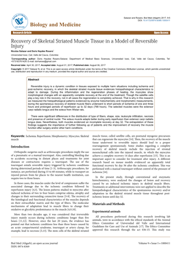 Recovery of Skeletal Striated Muscle Tissue in a Model of Reversible Injury