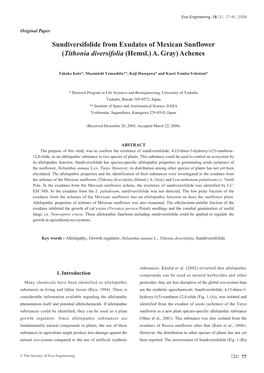 Sundiversifolide from Exudates of Mexican Sunflower (Tithonia Diversifolia (Hemsl.) A