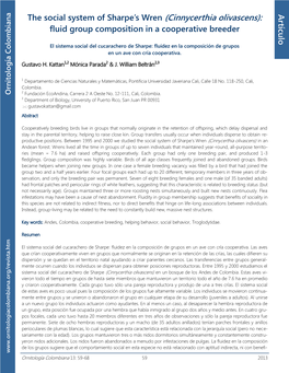 The Social System of Sharpe's Wren (Cinnycerthia Olivascens)