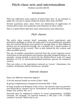 Pitch-Class Sets and Microtonalism Hudson Lacerda (2010)