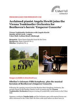 Acclaimed Pianist Angela Hewitt Joins the Vienna Tonkünstler Orchestra for Beethoven's Heroic 'Emperor Concerto'