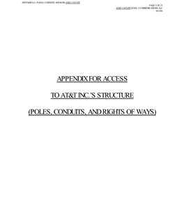 Appendix for Access to At&T Inc.'S Structure (Poles, Conduits, And