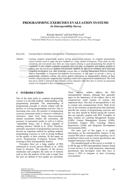 PROGRAMMING EXERCISES EVALUATION SYSTEMS an Interoperability Survey