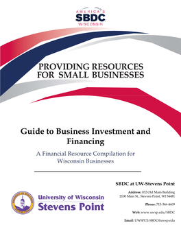 PROVIDING RESOURCES for SMALL BUSINESSES SBDC at UW