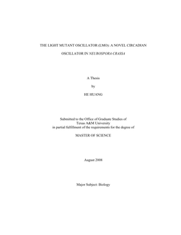 The Light Mutant Oscillator (Lmo): a Novel Circadian