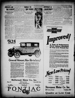 Stevenson Motor Co. Inc. 1207 Levee Street 789 Telephone» ♦ * « * Quality at Low Cost