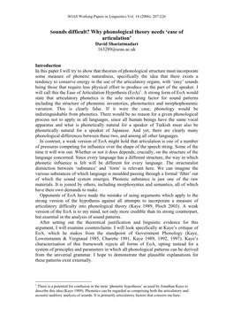 Sounds Difficult? Why Phonological Theory Needs 'Ease of Articulation'