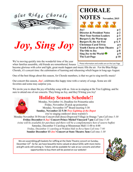 Chorale Notes November, 2015