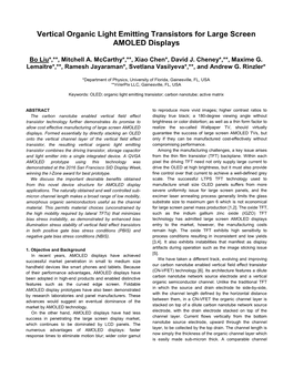 Vertical Organic Light Emitting Transistors for Large Screen AMOLED Displays