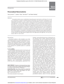 Personalized Nanomedicine