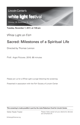 Sacred: Milestones of a Spiritual Life